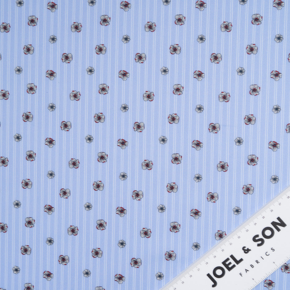 Floral Printed Striped Blue Luxury Cotton