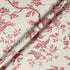 Burgundy Red Bird & Floral Printed Oatmeal Linen