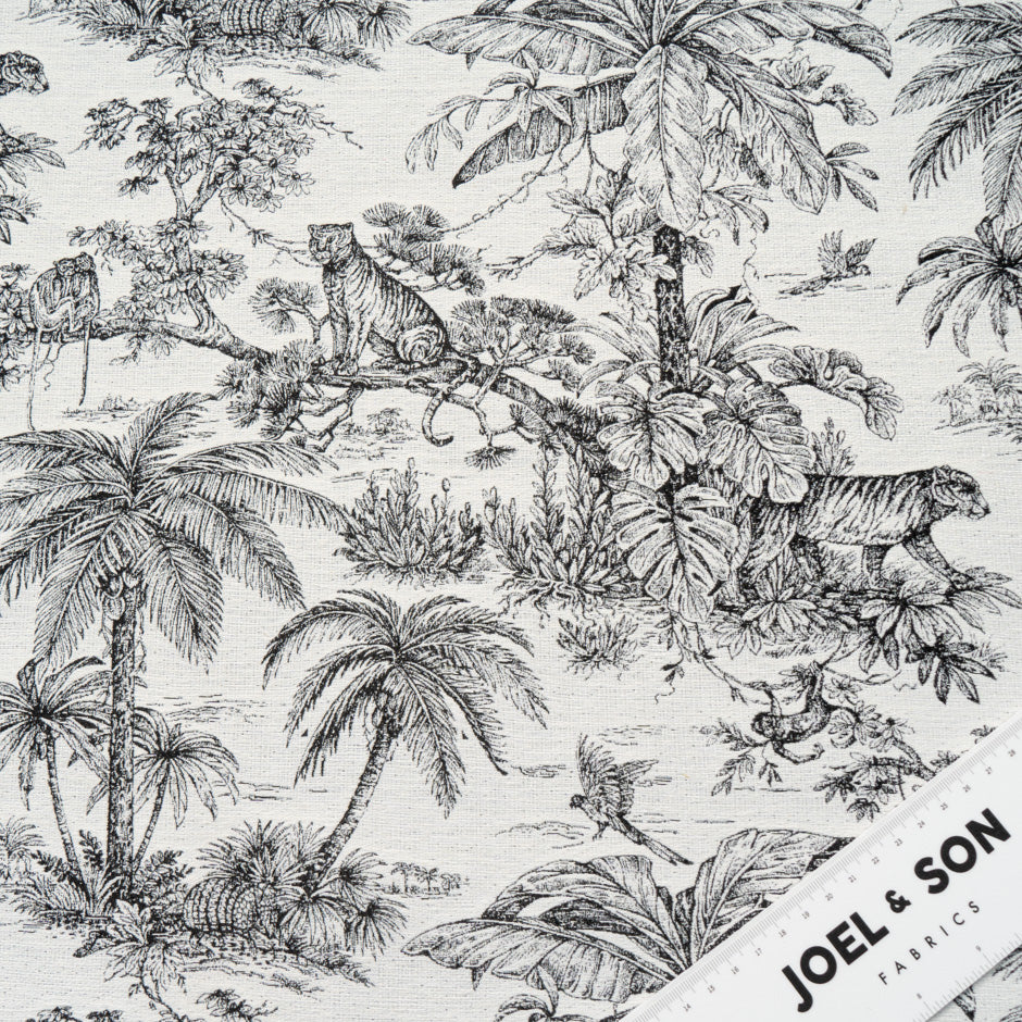 Monochrome Jungle Themed Cotton Blend
