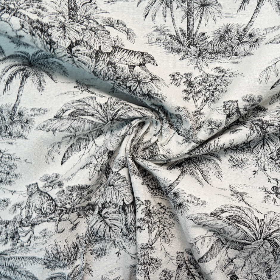 Monochrome Jungle Themed Cotton Blend