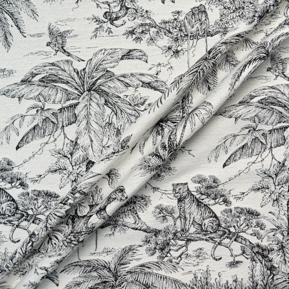 Monochrome Jungle Themed Cotton Blend