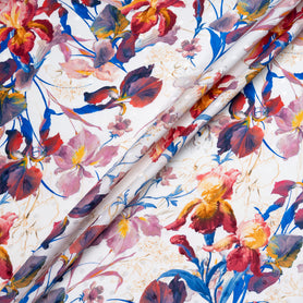 Cherry & Blue Floral Printed Silk Jacquard