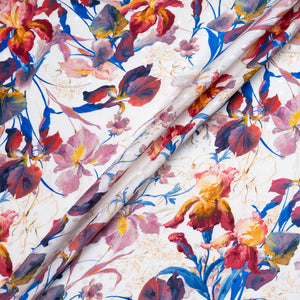 Cherry & Blue Floral Printed Silk Jacquard