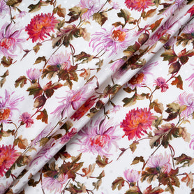 Pink & Olive Green Floral Printed Silk Jacquard