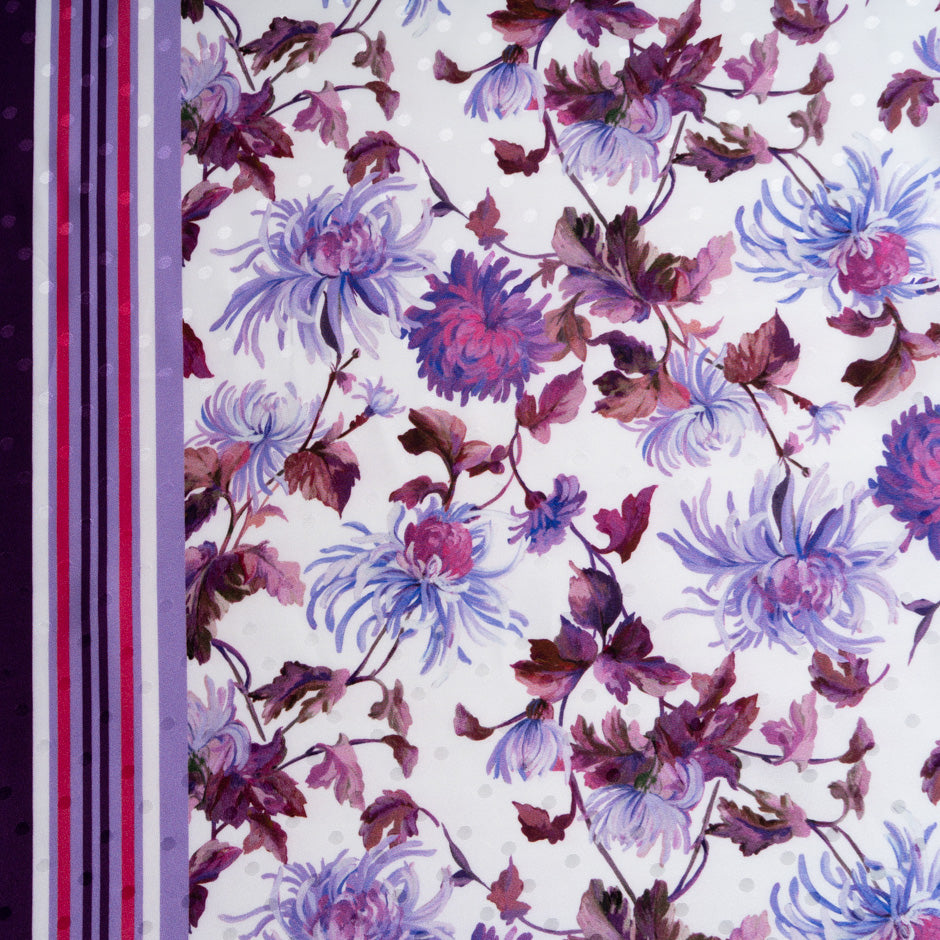Purple & Plum Floral Printed Silk Jacquard