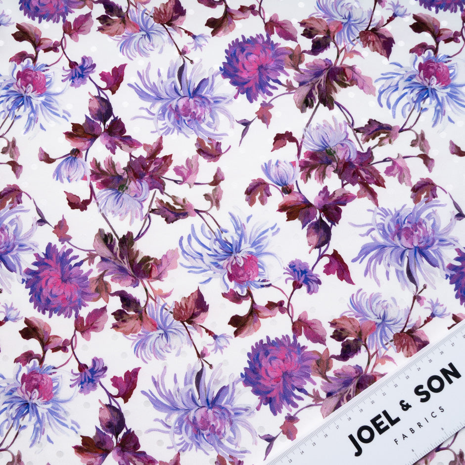 Purple & Plum Floral Printed Silk Jacquard
