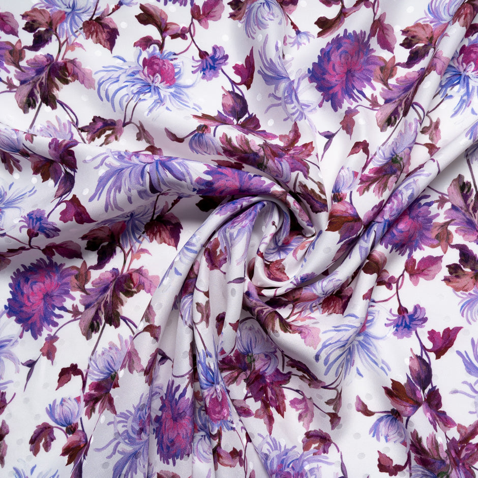 Purple & Plum Floral Printed Silk Jacquard