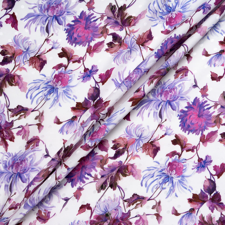 Purple & Plum Floral Printed Silk Jacquard