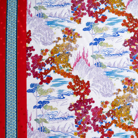Vibrant Multi Floral Printed Spot Jacquard Silk