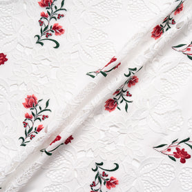 Red & Pink Floral Embroidered White Broderie Anglaise