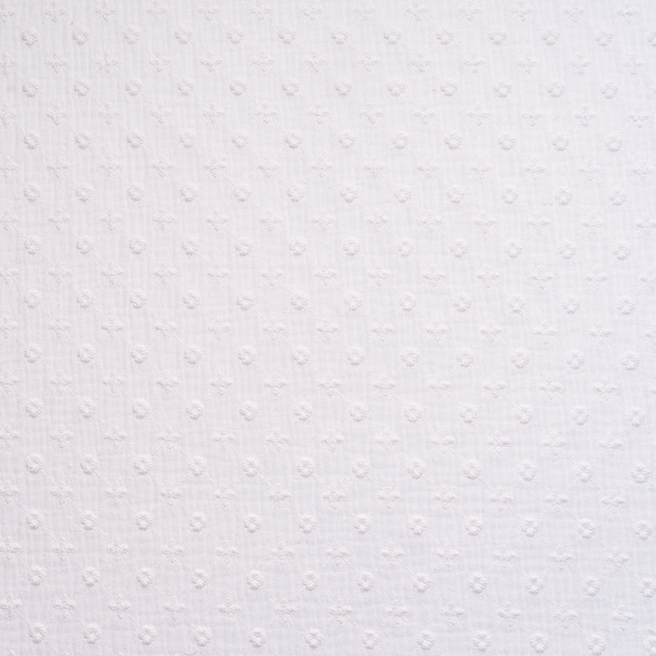 White Floral Embroidered Cotton Cheesecloth