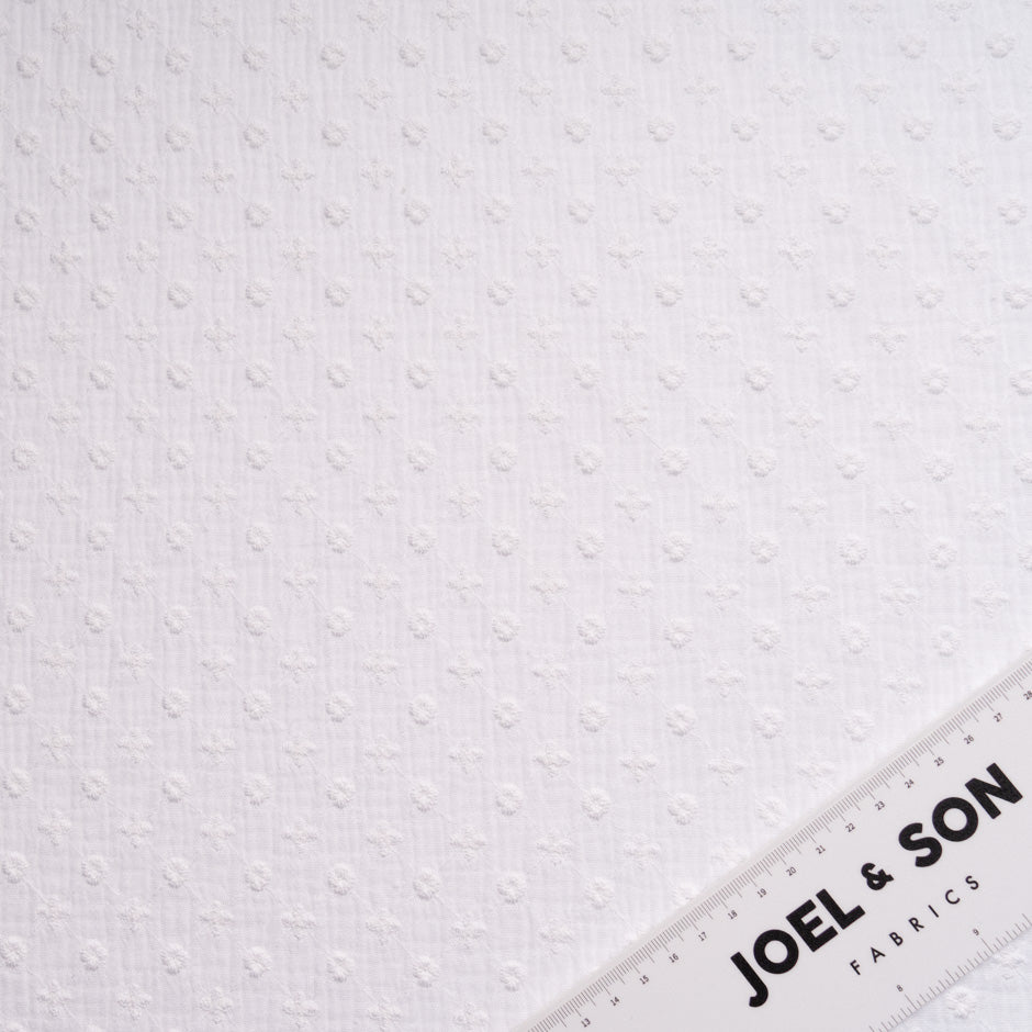 White Floral Embroidered Cotton Cheesecloth