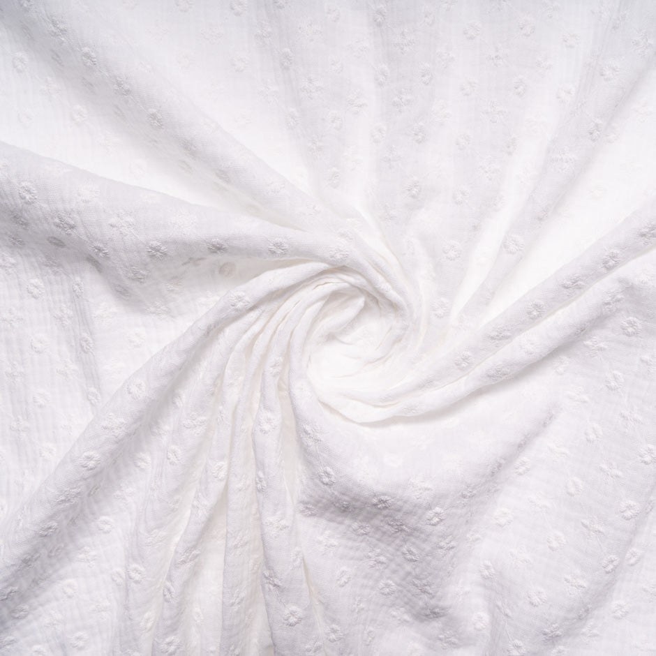 White Floral Embroidered Cotton Cheesecloth