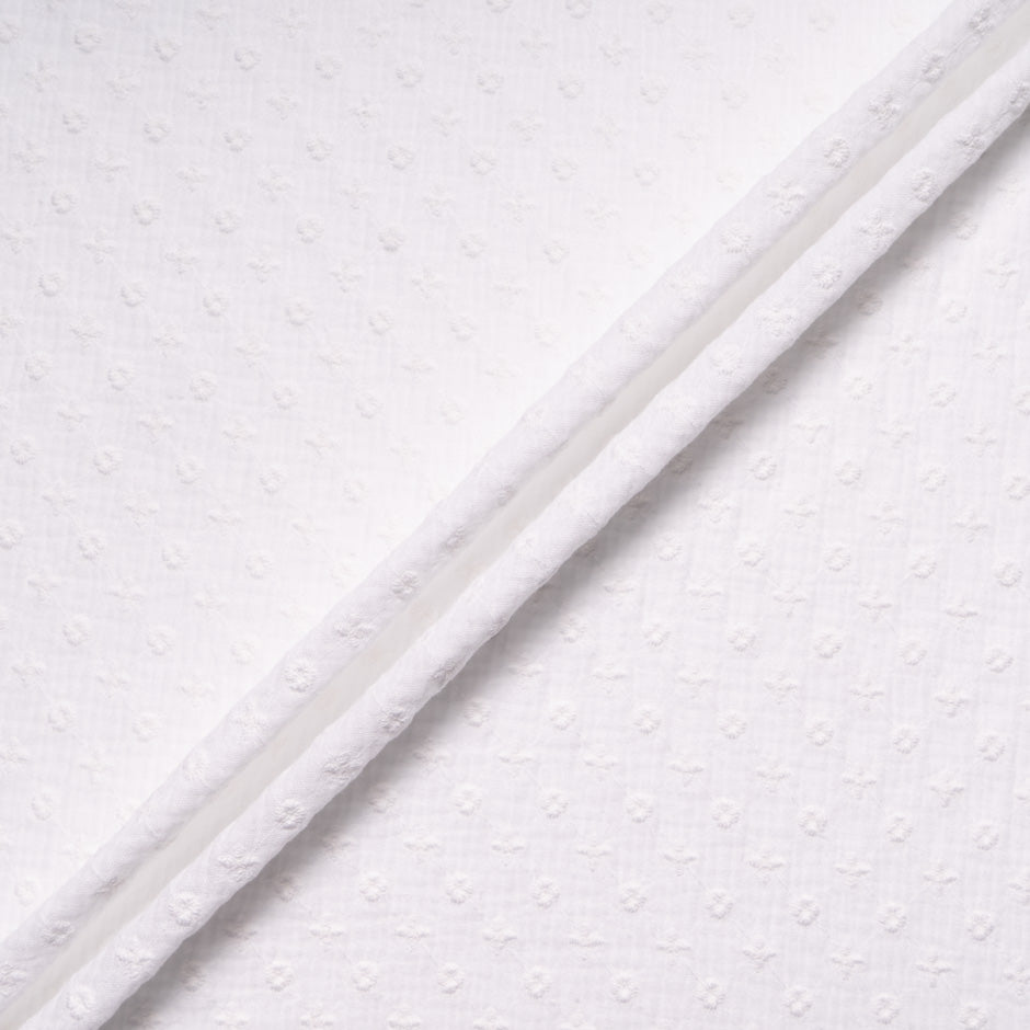 White Floral Embroidered Cotton Cheesecloth