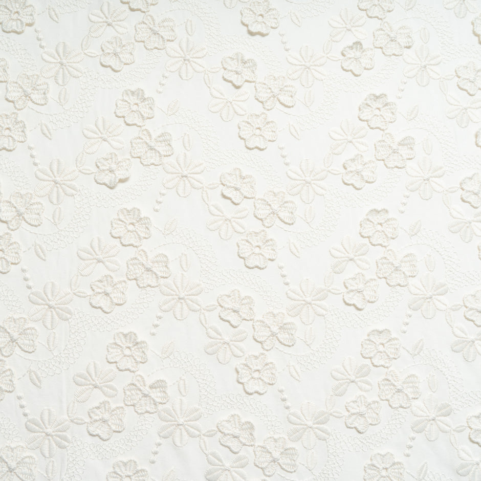 Cream Coloured Floral Embroidered Cotton