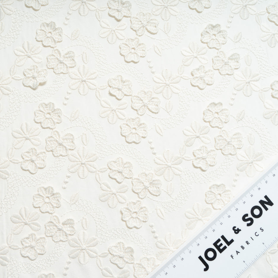 Cream Coloured Floral Embroidered Cotton