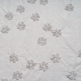 Beige & White Striped Embroidered Cotton