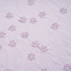 Pink & White Striped Embroidered Cotton
