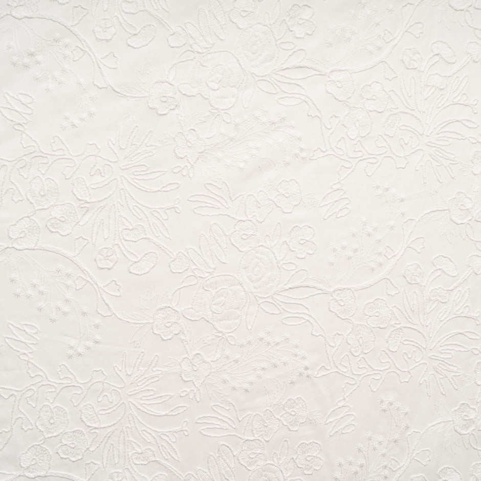 White Floral Embroidered Cotton