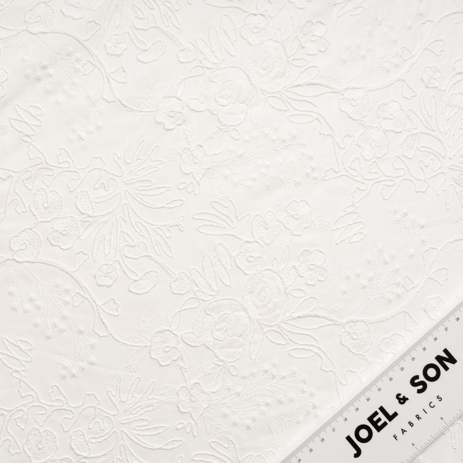 White Floral Embroidered Cotton