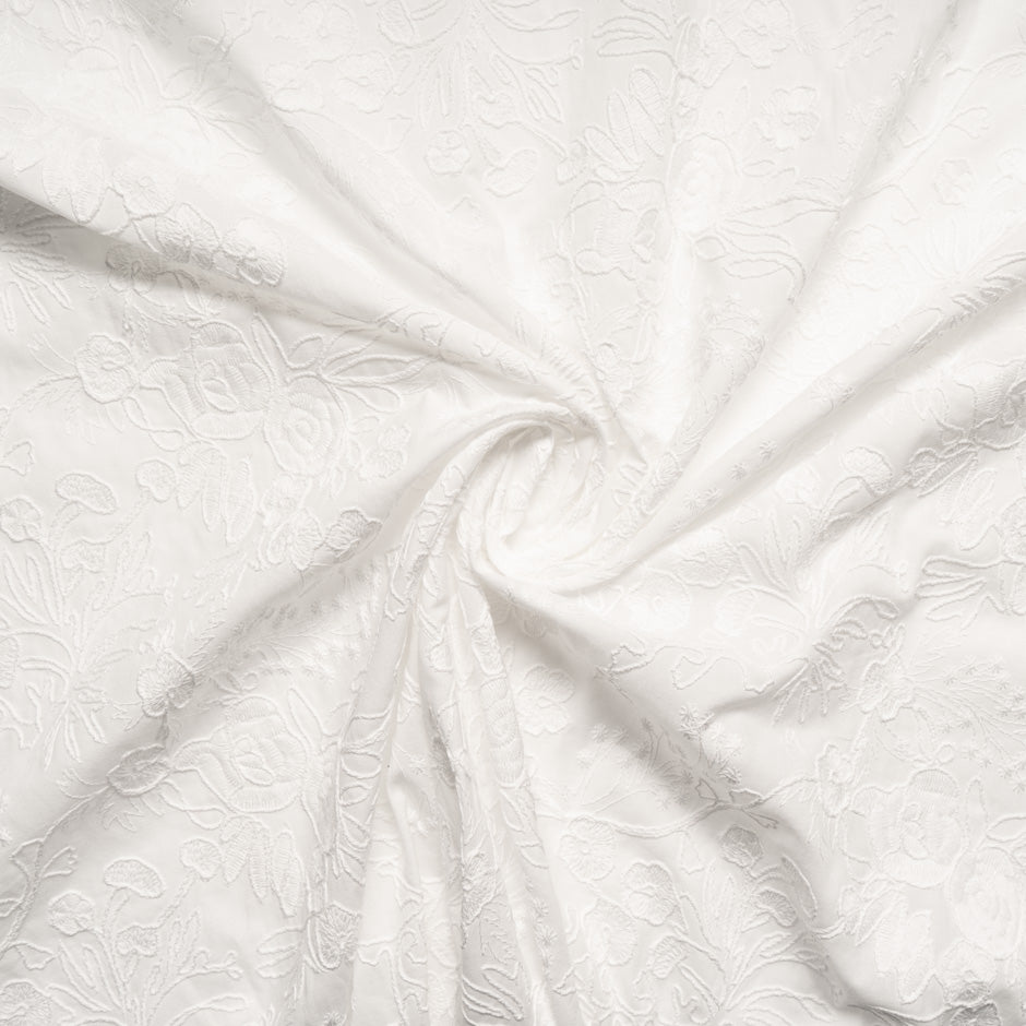 White Floral Embroidered Cotton