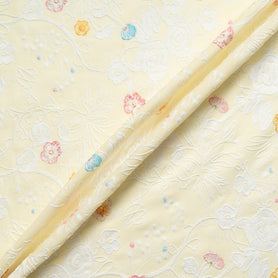Multi Floral Embroidered Soft Yellow Cotton