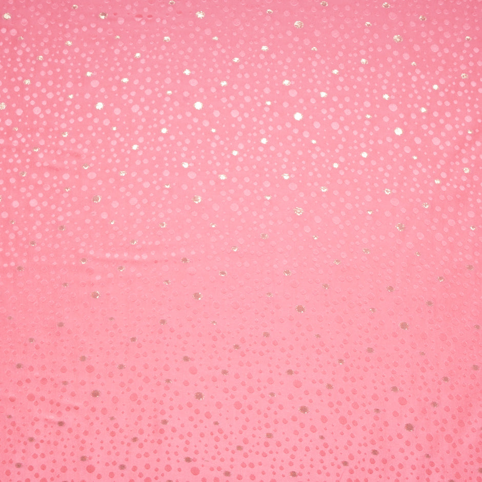 Coral Pink Metallic Spot Jacquard Silk