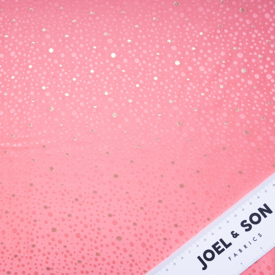 Coral Pink Metallic Spot Jacquard Silk (A 2.25m Piece)