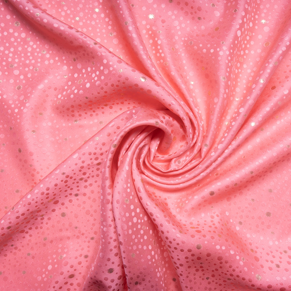 Coral Pink Metallic Spot Jacquard Silk (A 2.25m Piece)