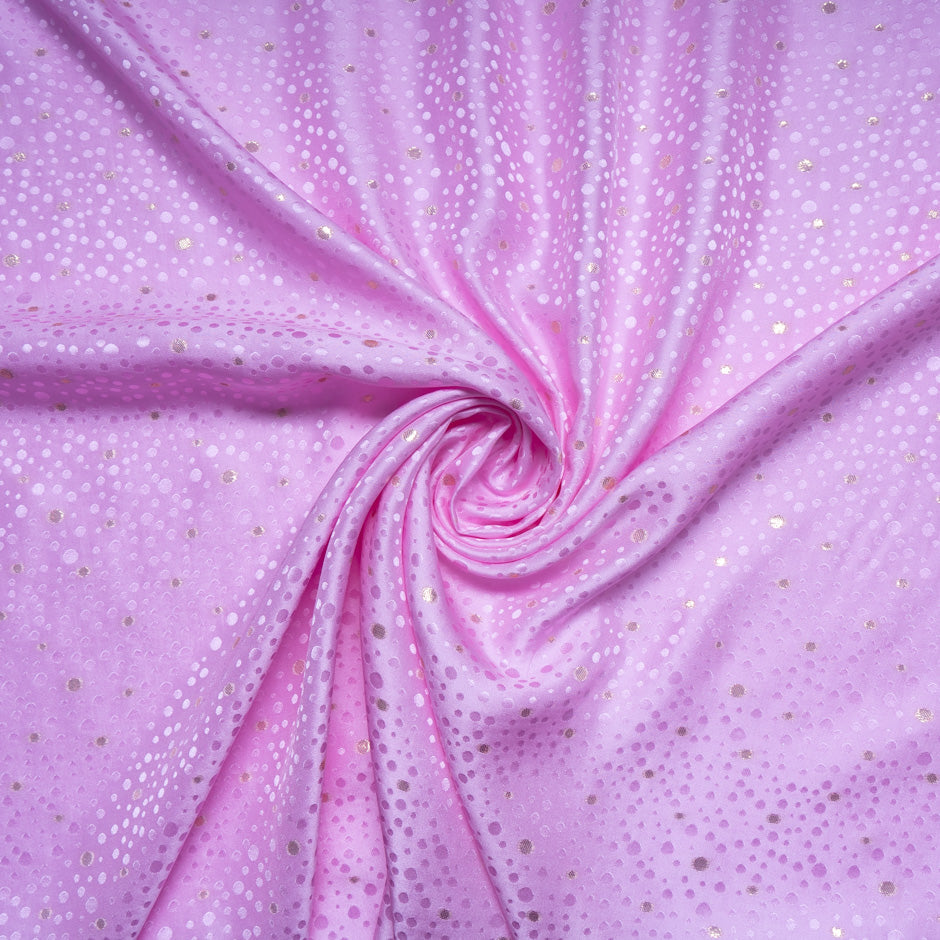 Candy Pink Metallic Spot Jacquard Silk