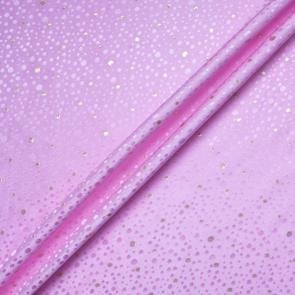 Candy Pink Metallic Spot Jacquard Silk