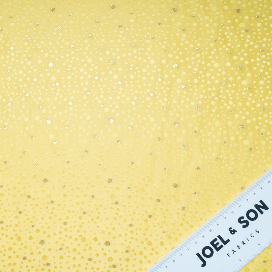 Yellow Metallic Spot Jacquard Silk