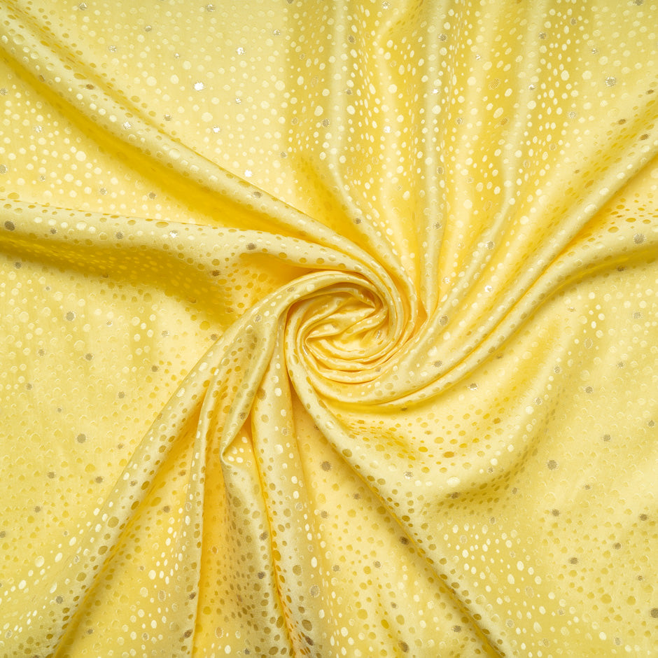 Yellow Metallic Spot Jacquard Silk