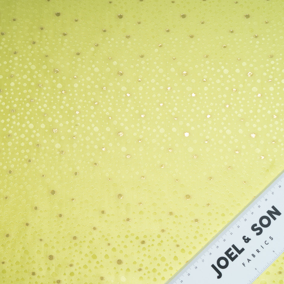 Lime Green Metallic Spot Jacquard Silk
