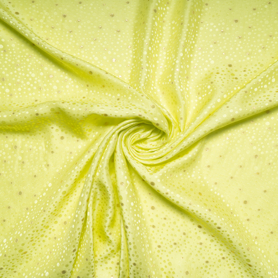 Lime Green Metallic Spot Jacquard Silk