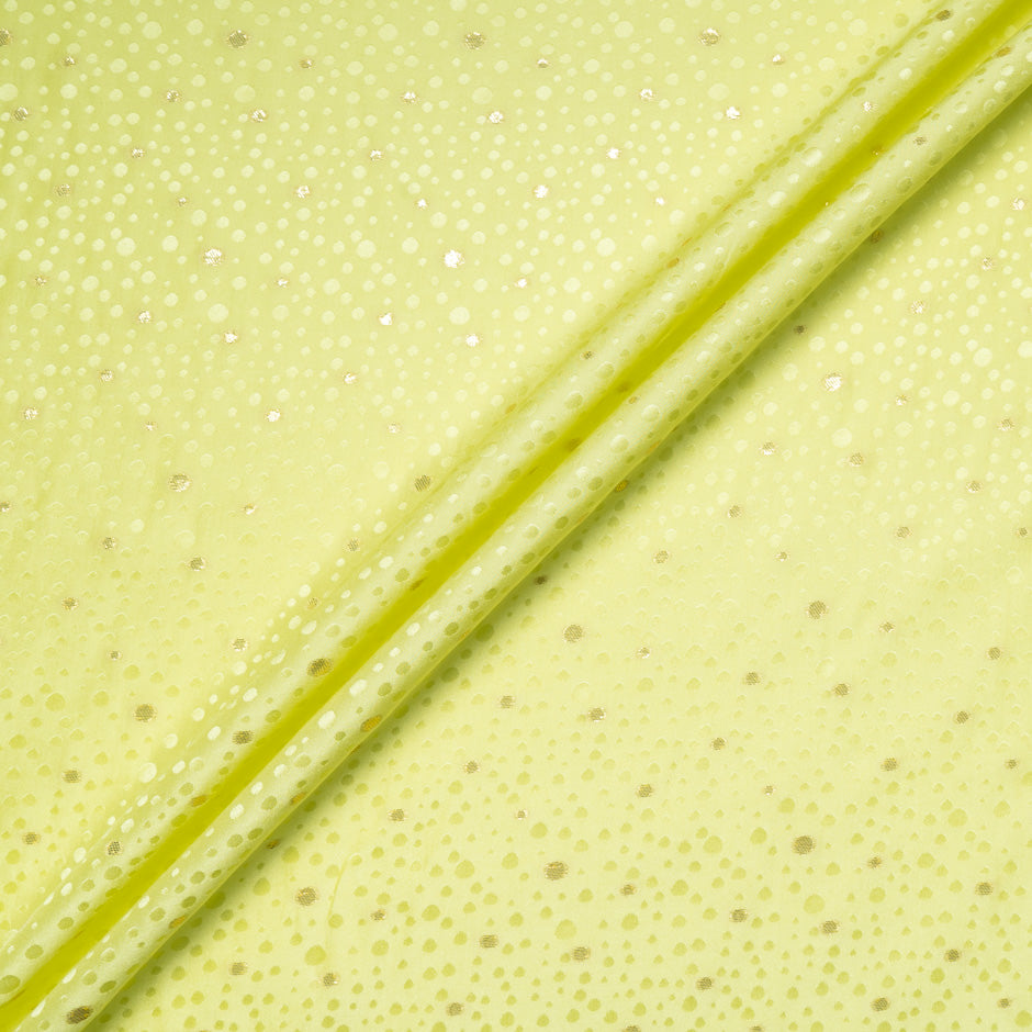 Lime Green Metallic Spot Jacquard Silk