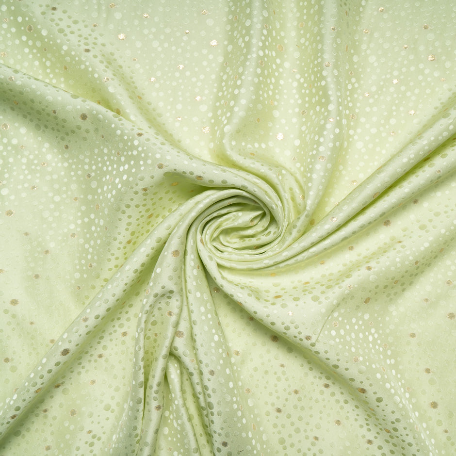 Green Metallic Spot Jacquard Silk