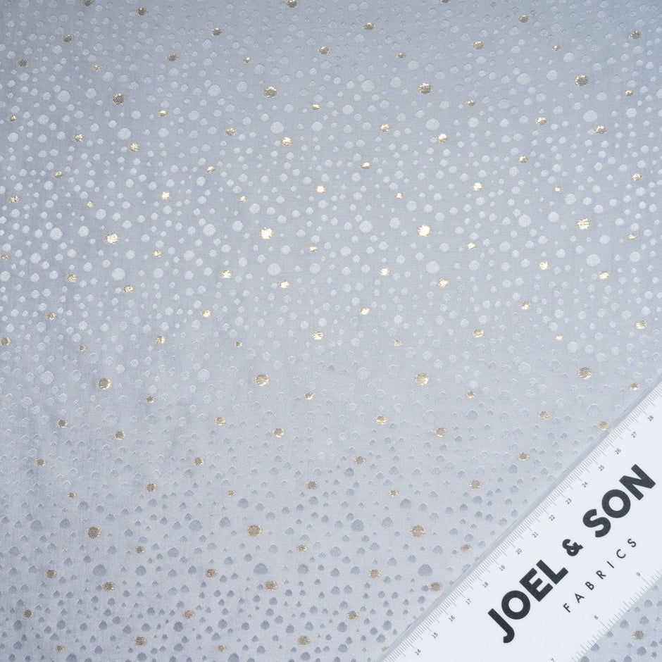 Soft Grey Metallic Spot Jacquard Silk