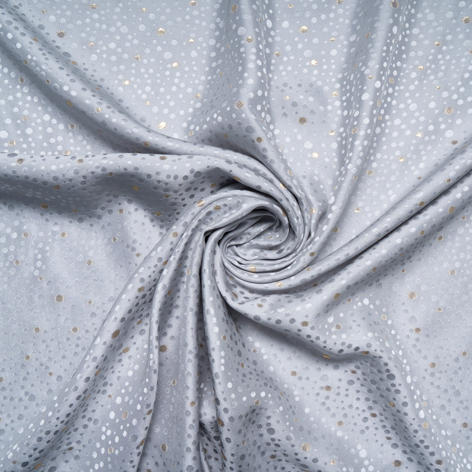 Soft Grey Metallic Spot Jacquard Silk