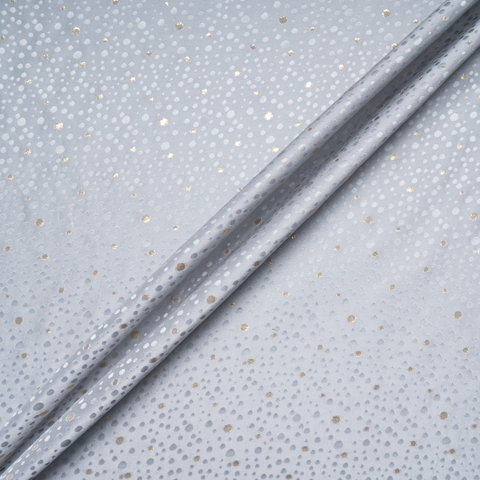 Soft Grey Metallic Spot Jacquard Silk