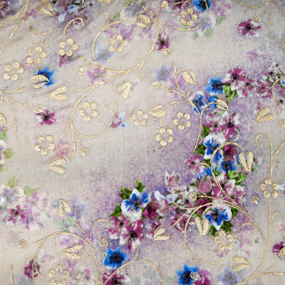 Multi Floral Printed & Laminated Devoré Velvet