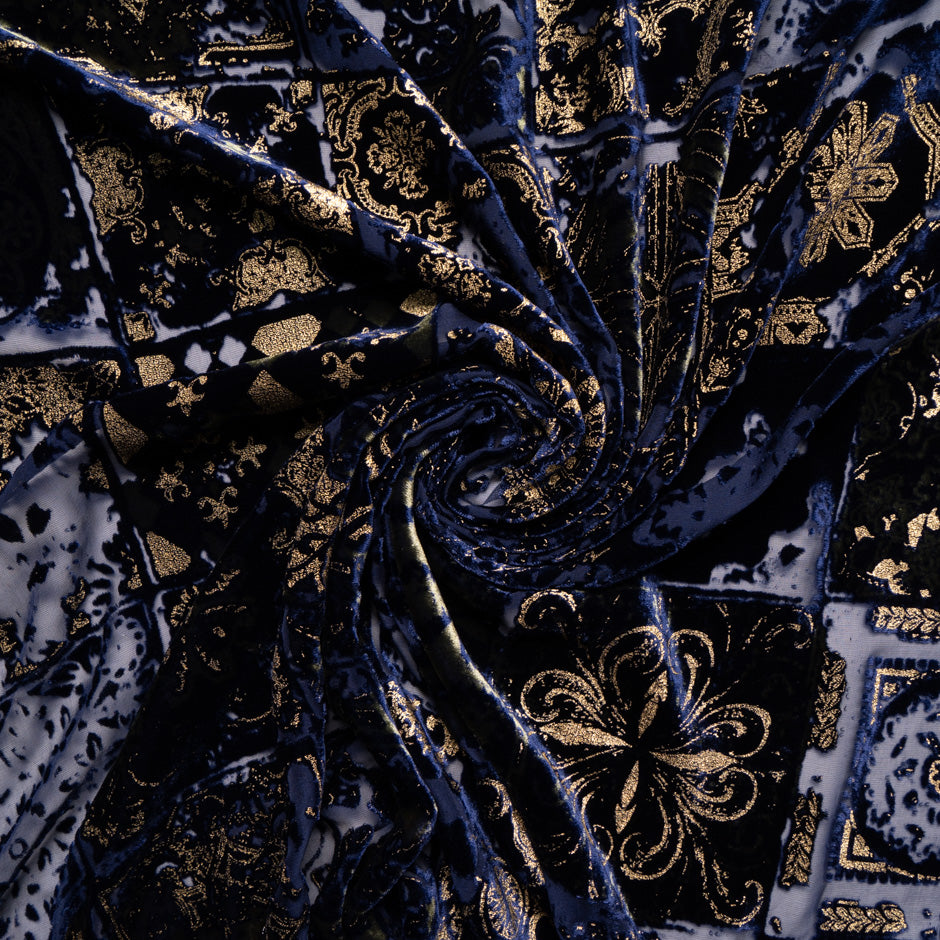 Black & Gold Metallic 'Tiles' Devoré Velvet