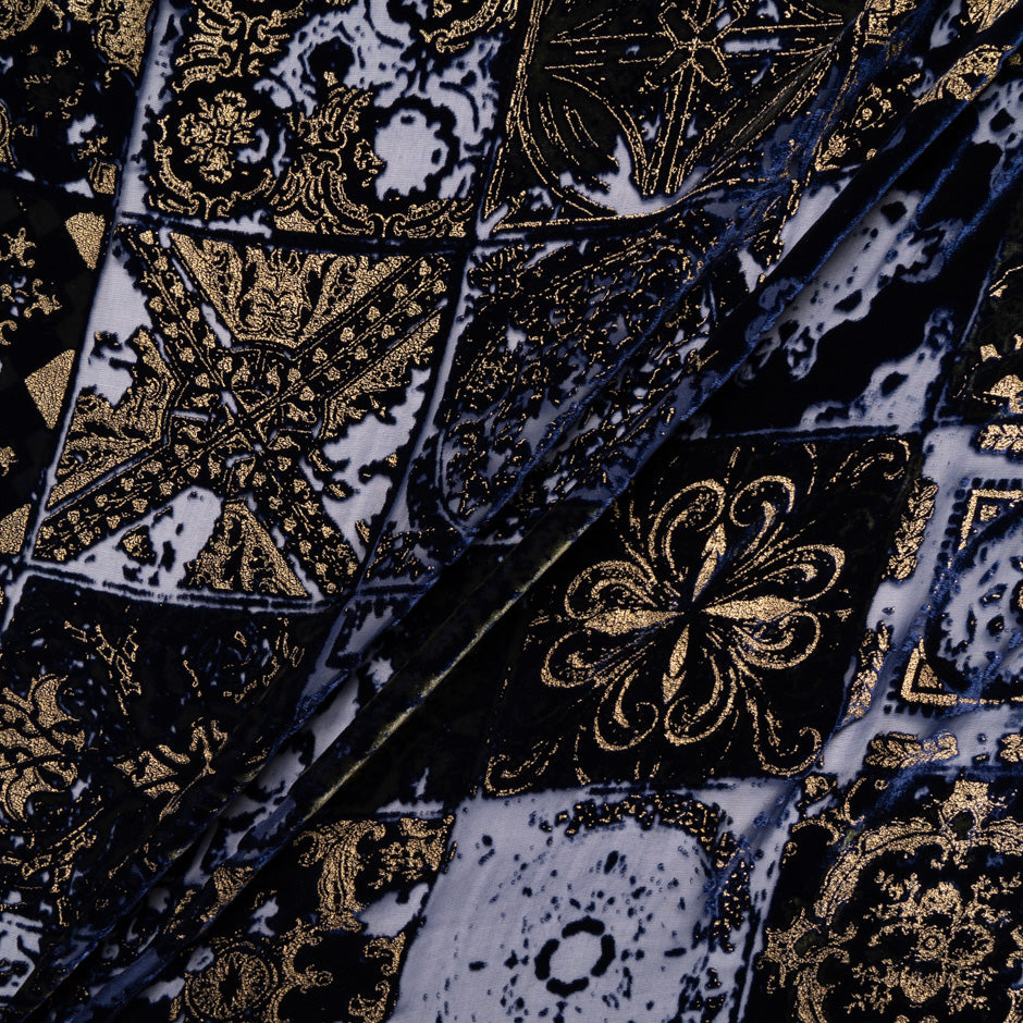 Black & Gold Metallic 'Tiles' Devoré Velvet