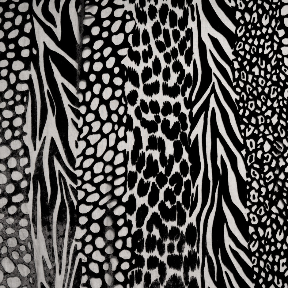 Black 'Animal' Devoré Velvet with Embroidery