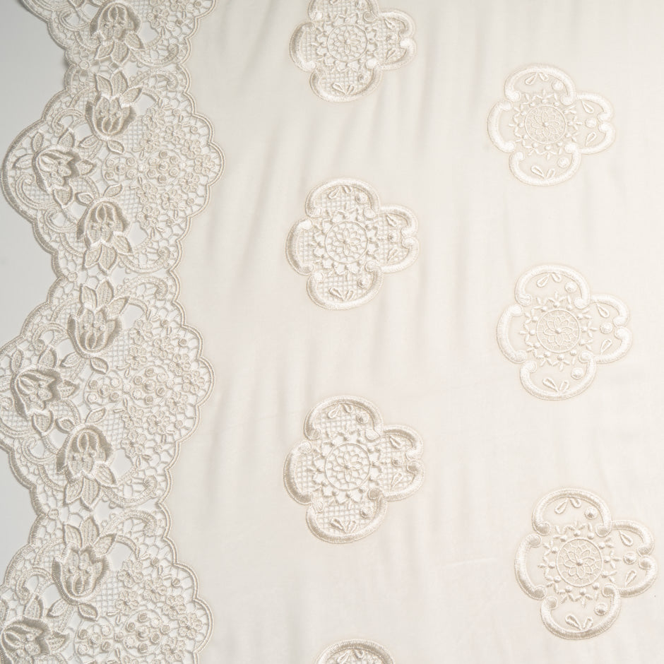 Ivory Floral Embroidered Velvet