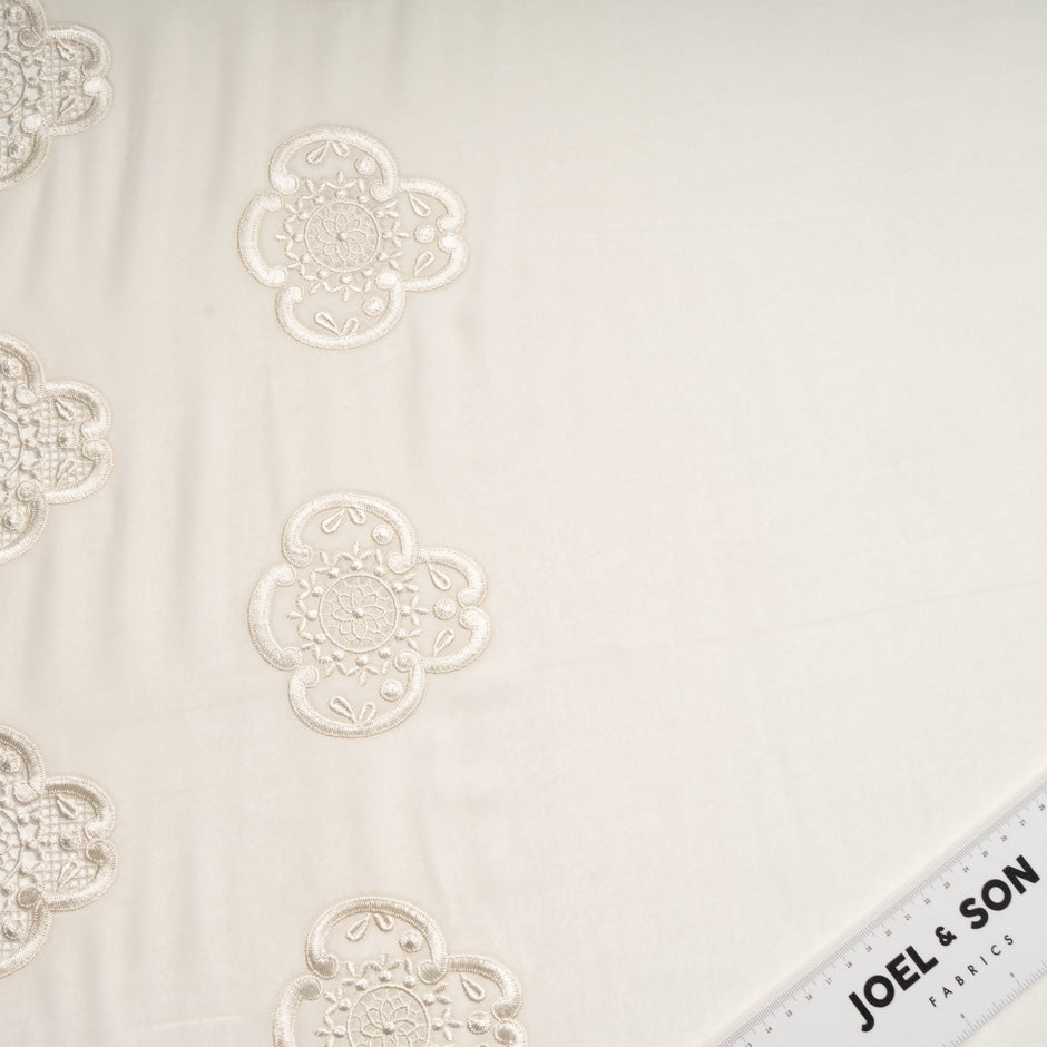 Ivory Floral Embroidered Velvet