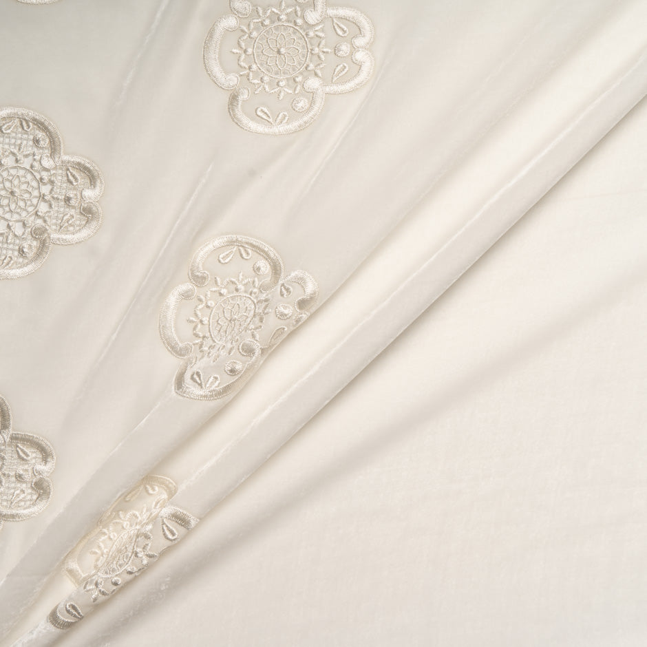 Ivory Floral Embroidered Velvet