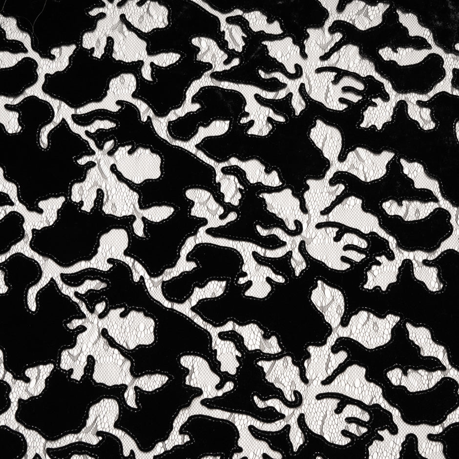 Black Abstract Embroidered Tulle