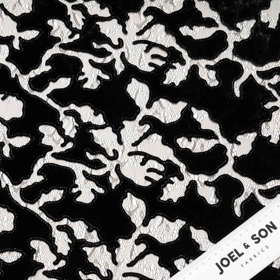 Black Abstract Embroidered Tulle