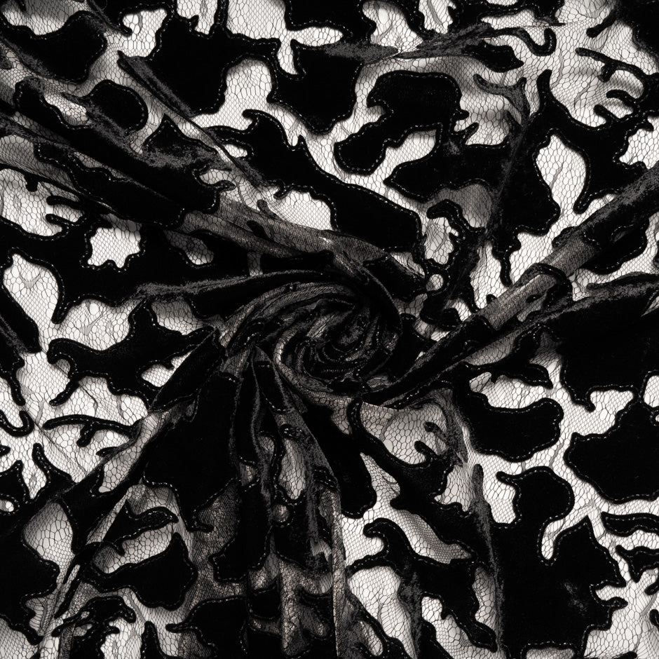Black Abstract Embroidered Tulle